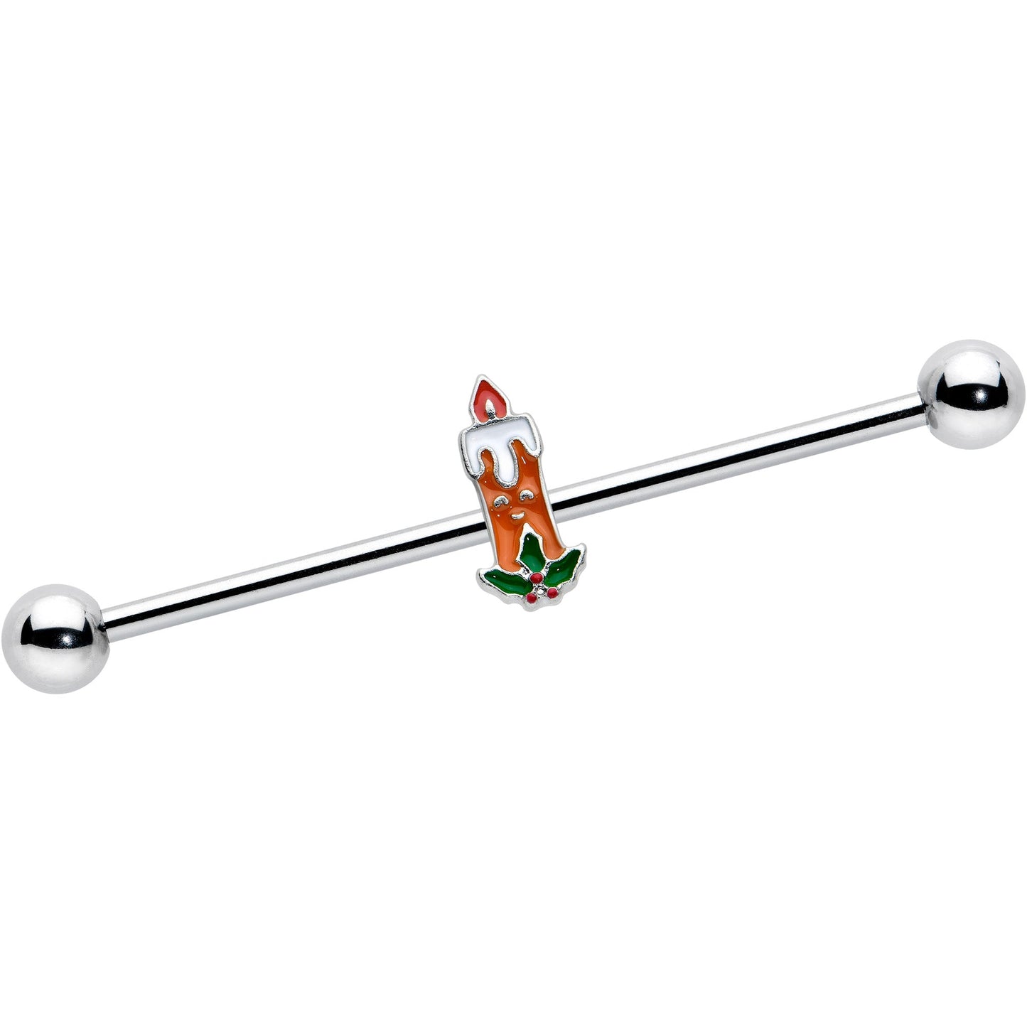 14G Sweet Christmas Holiday Candle Industrial Barbell 38mm