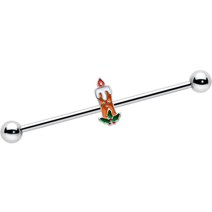 14G Sweet Christmas Holiday Candle Industrial Barbell 38mm