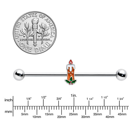 14G Sweet Christmas Holiday Candle Industrial Barbell 38mm