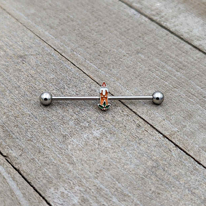 14G Sweet Christmas Holiday Candle Industrial Barbell 38mm