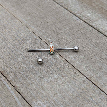 14G Sweet Christmas Holiday Candle Industrial Barbell 38mm