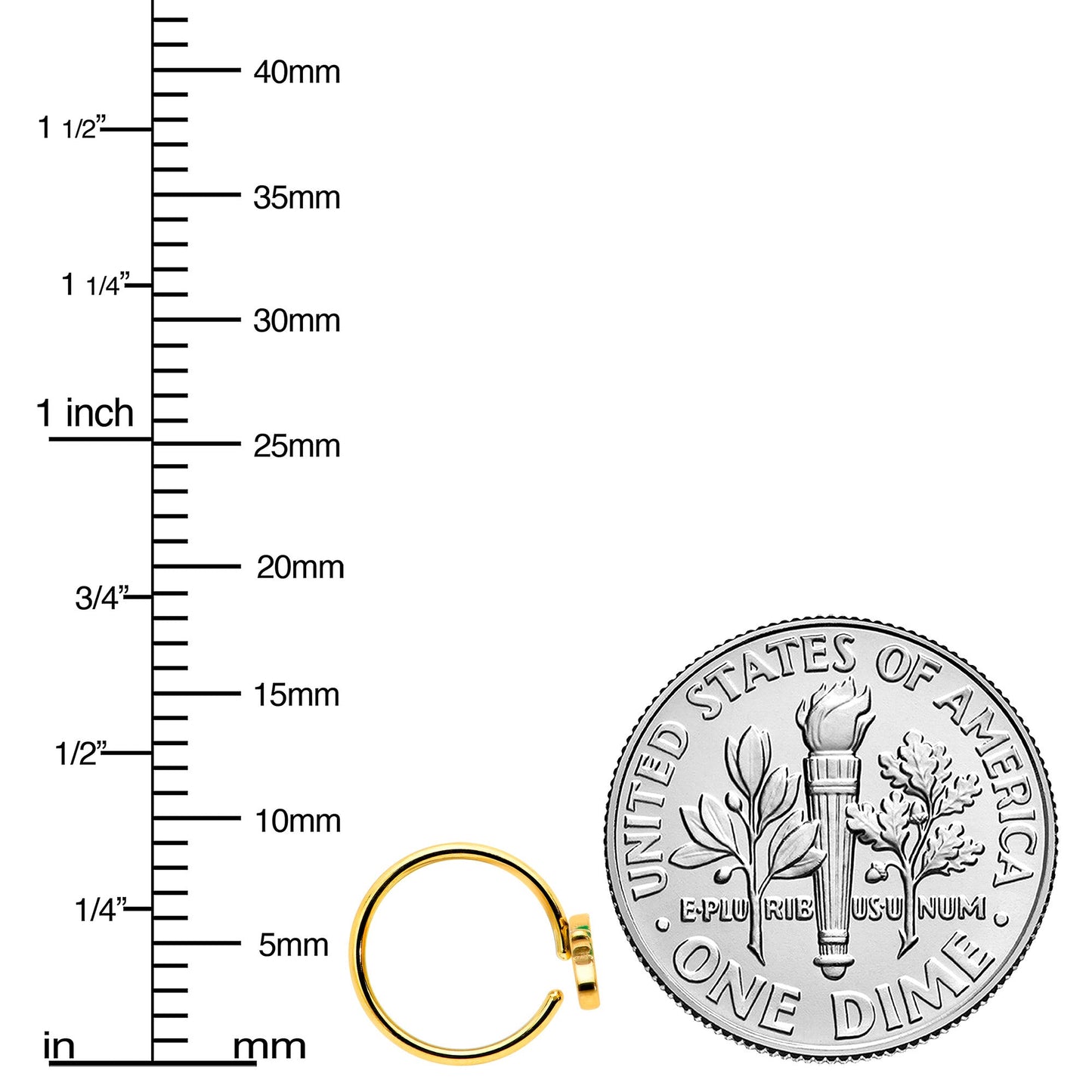 20G 5/16 Gold Tone Merry Christmas Inlaid Nose Hoop