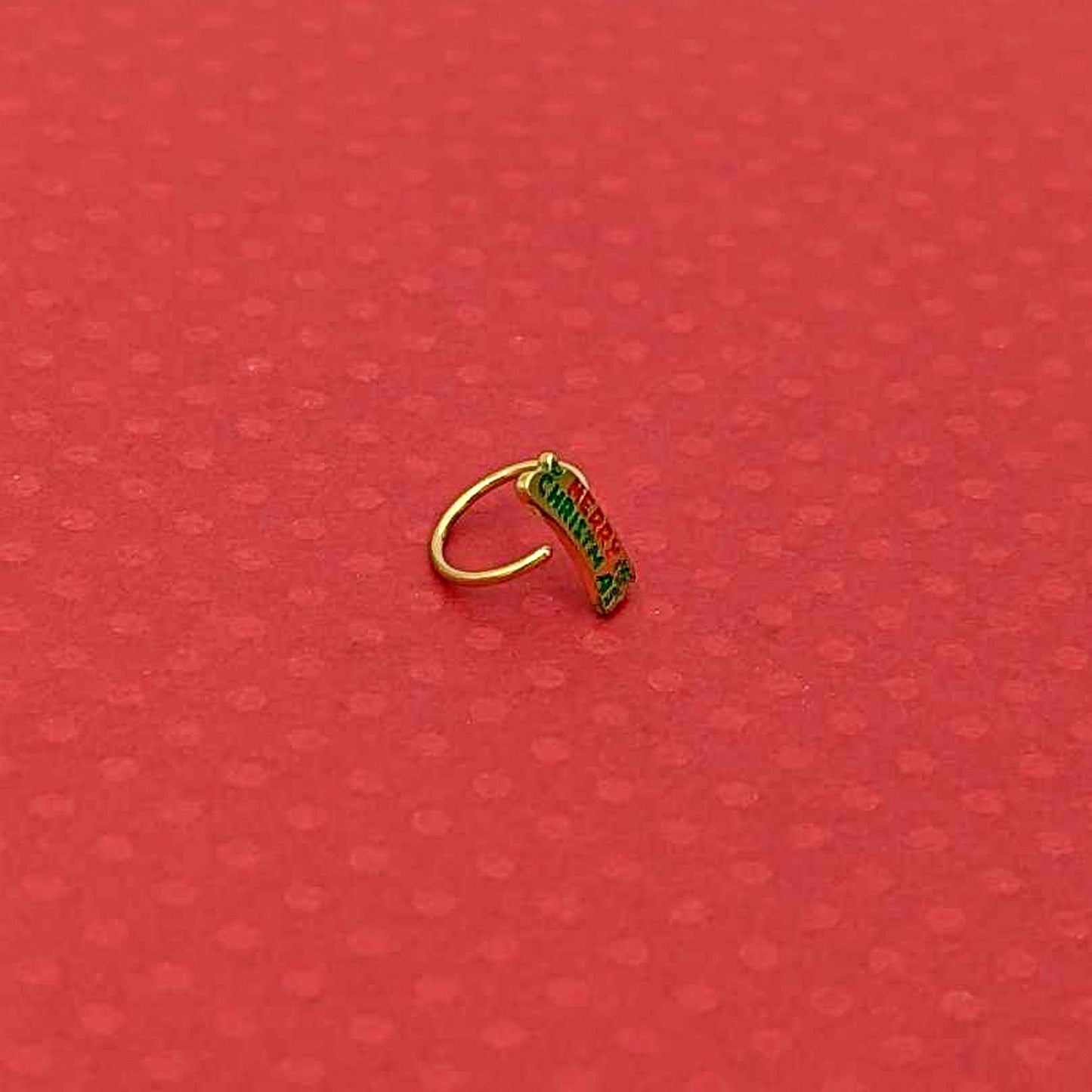 20G 5/16 Gold Tone Merry Christmas Inlaid Nose Hoop