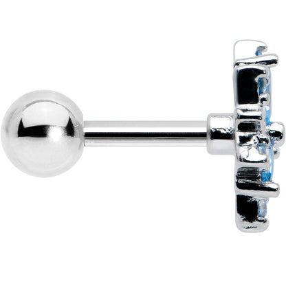 16G 1/4 Blue CZ Gem Snowflake Blues Cartilage Tragus Earring