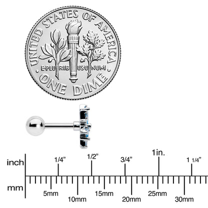 16G 1/4 Blue CZ Gem Snowflake Blues Cartilage Tragus Earring