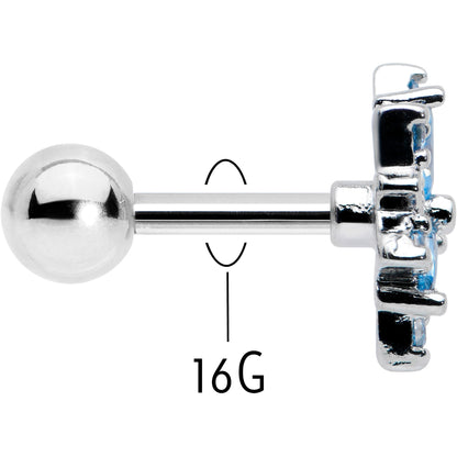 16G 1/4 Blue CZ Gem Snowflake Blues Cartilage Tragus Earring