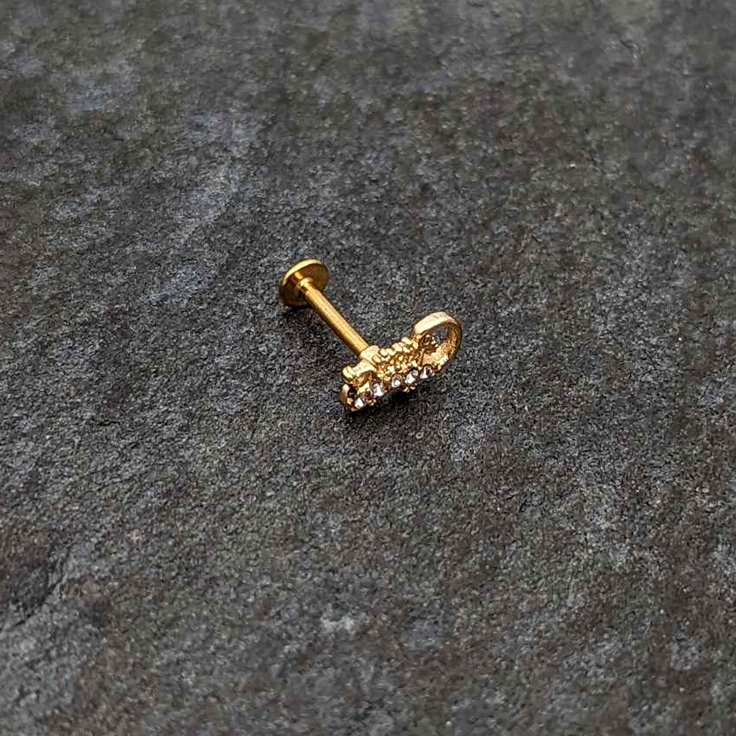 16G 5/16 Clear Gem Gold Tone Luscious Lizard Labret Monroe Tragus