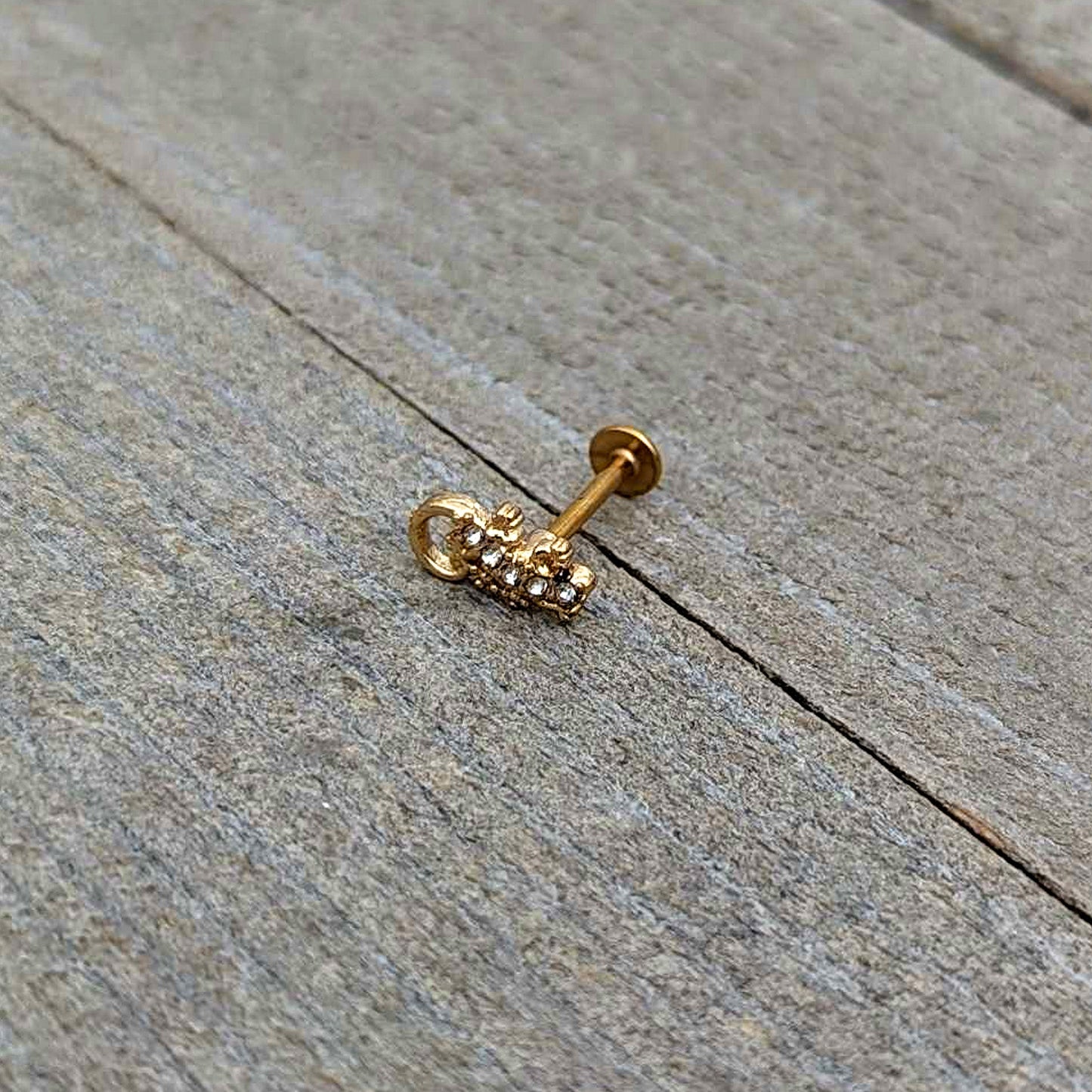 16G 5/16 Clear Gem Gold Tone Luscious Lizard Labret Monroe Tragus