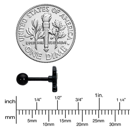 16G 1/4 Black Halloween Skull Bat Reaper Cartilage Earring Set of 3