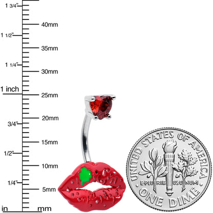 Red CZ Gem Lucky Lips St Patrick's Double Mount Belly Ring
