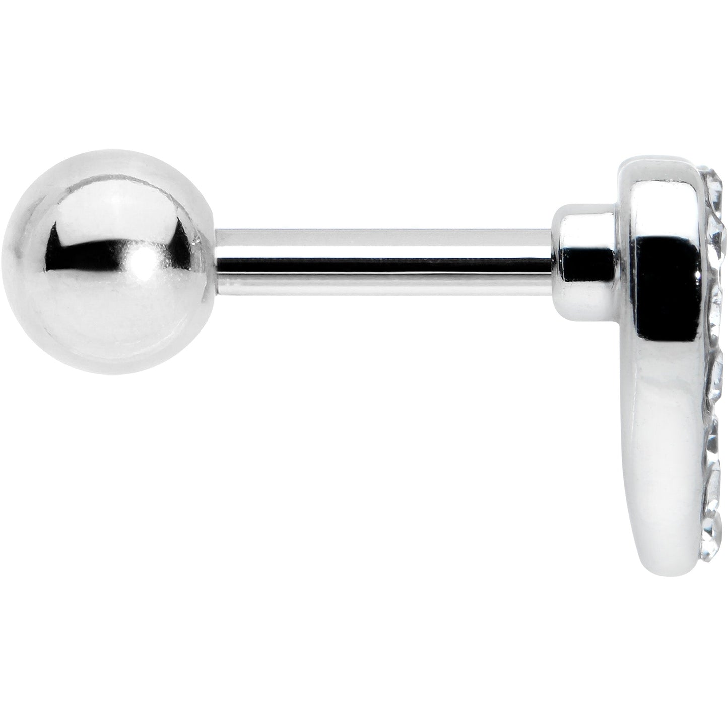 16G 1/4 Clear Gem Open Heart Valentine Cartilage Tragus Earring