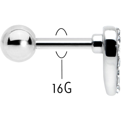 16G 1/4 Clear Gem Open Heart Valentine Cartilage Tragus Earring