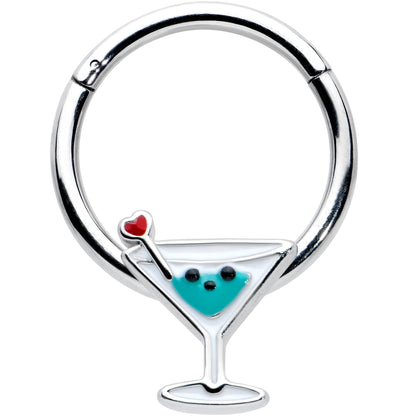 16G 3/8 Sweet Martini Glass Heart Hinged Segment Ring