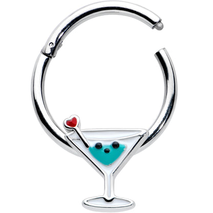 16G 3/8 Sweet Martini Glass Heart Hinged Segment Ring