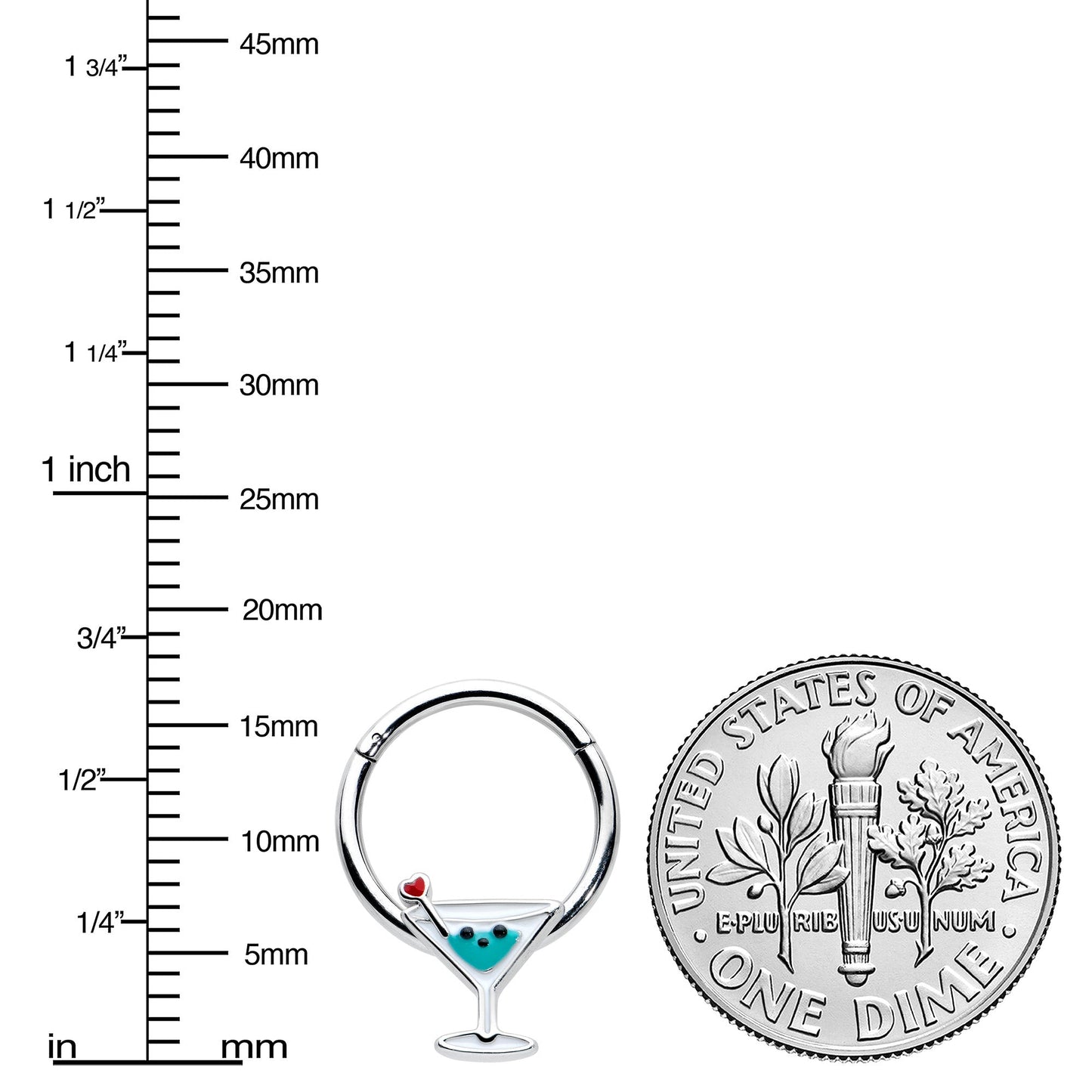 16G 3/8 Sweet Martini Glass Heart Hinged Segment Ring