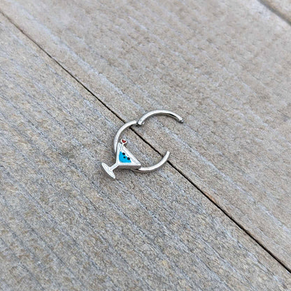 16G 3/8 Sweet Martini Glass Heart Hinged Segment Ring