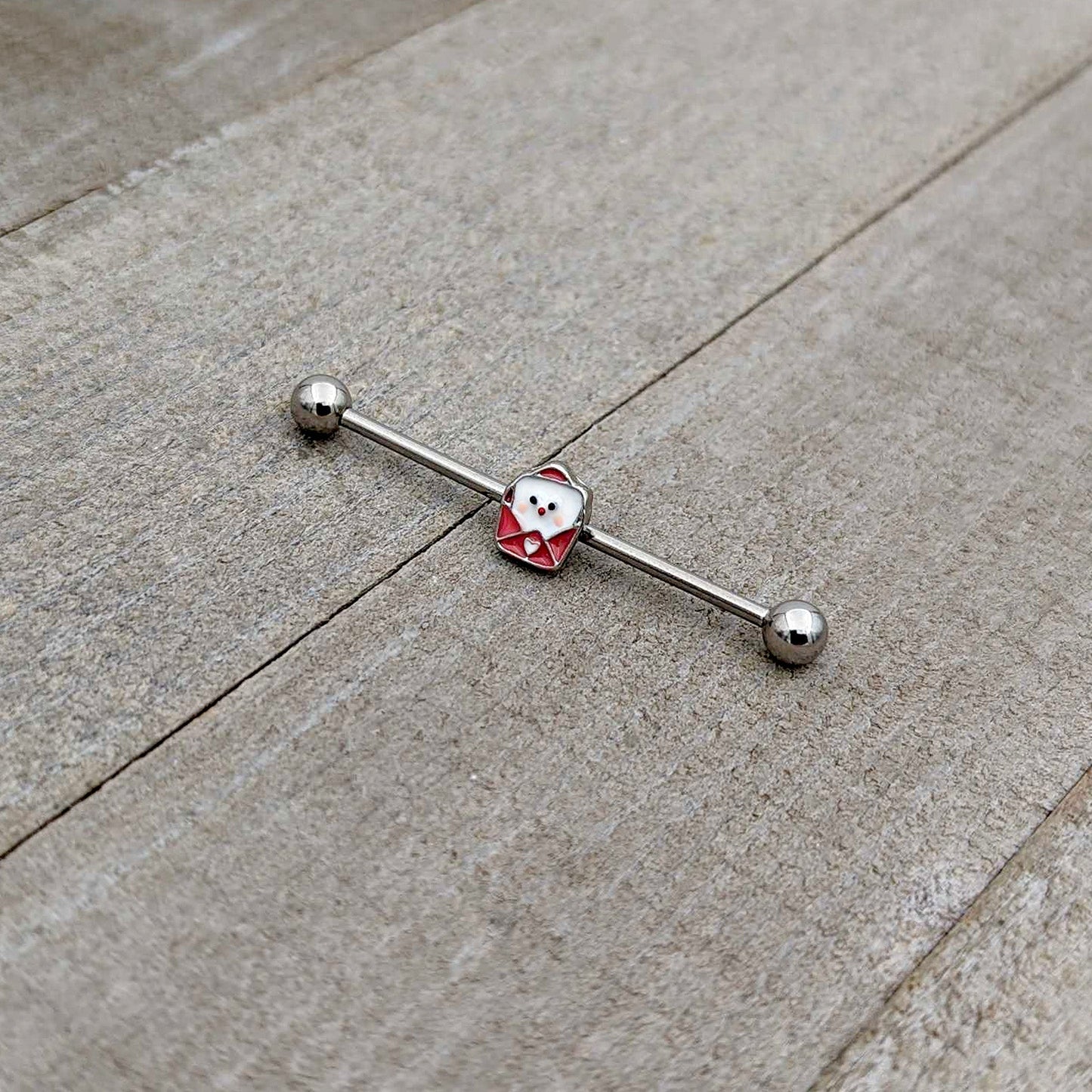 14G Sweet Love Letter Valentine Industrial Barbell 38mm