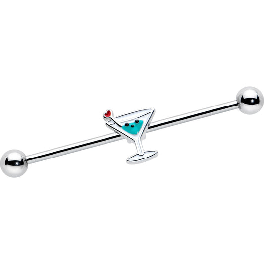 14G Sweet Martini Glass Heart Industrial Barbell 38mm