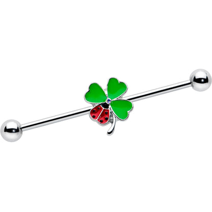 14G Ladybug Shamrock St Patricks Day Industrial Barbell 38mm
