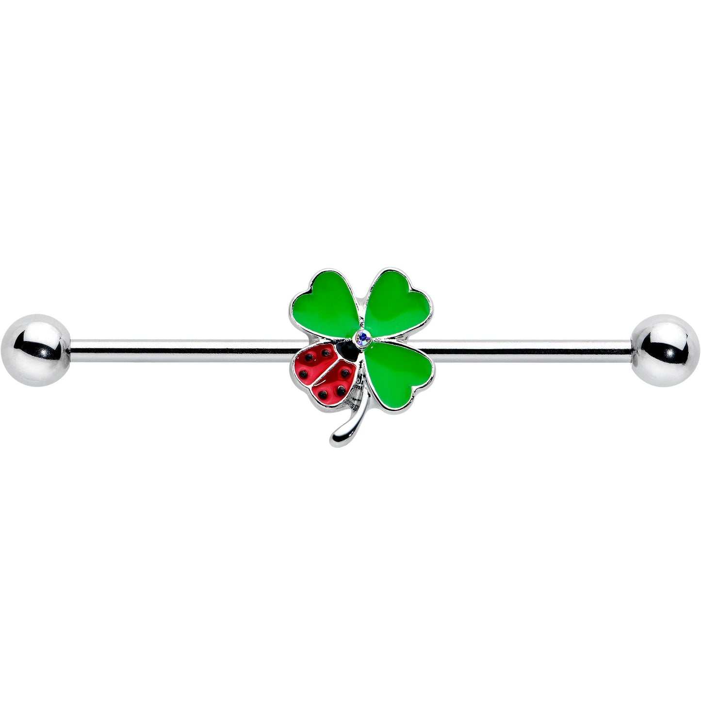 14G Ladybug Shamrock St Patricks Day Industrial Barbell 38mm