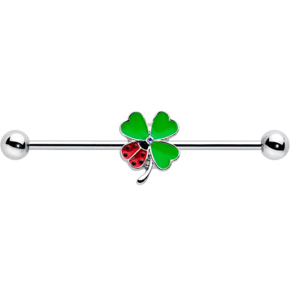 14G Ladybug Shamrock St Patricks Day Industrial Barbell 38mm
