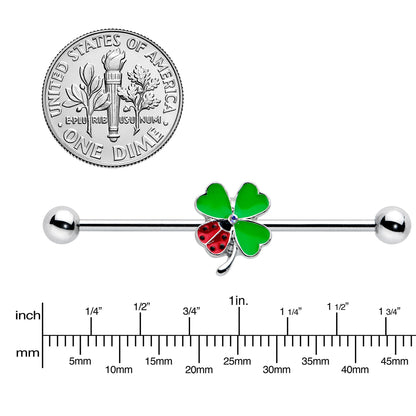 14G Ladybug Shamrock St Patricks Day Industrial Barbell 38mm