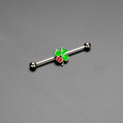14G Ladybug Shamrock St Patricks Day Industrial Barbell 38mm