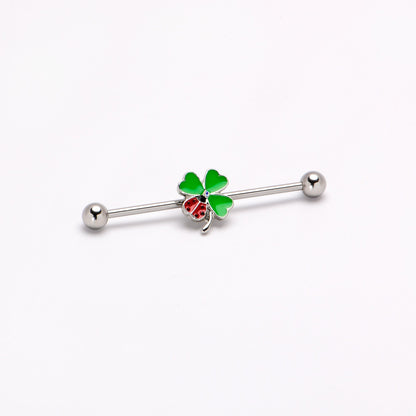 14G Ladybug Shamrock St Patricks Day Industrial Barbell 38mm