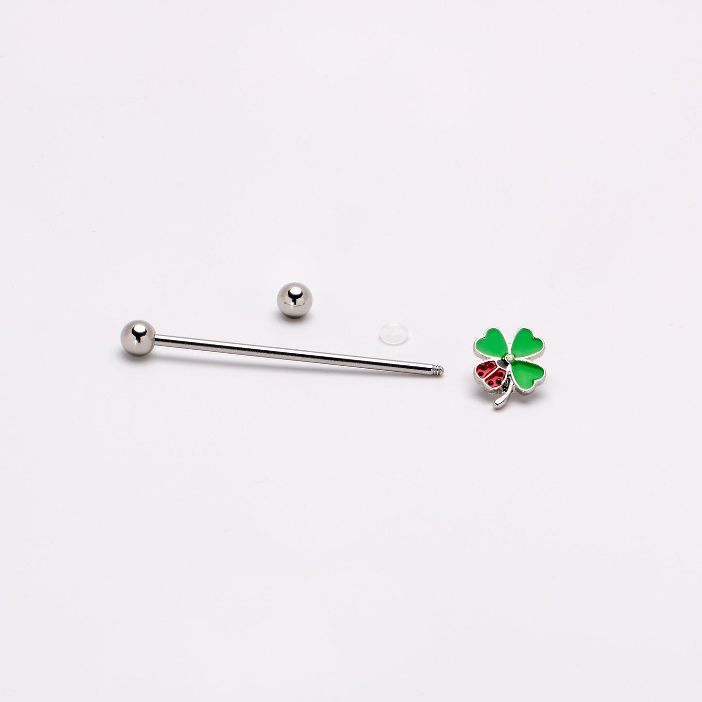 14G Ladybug Shamrock St Patricks Day Industrial Barbell 38mm