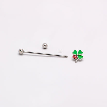 14G Ladybug Shamrock St Patricks Day Industrial Barbell 38mm