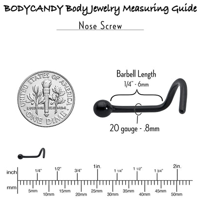 20G 1/4 Black ASTM F-136 Implant Grade Titanium Ball End Left Side Nose Screw