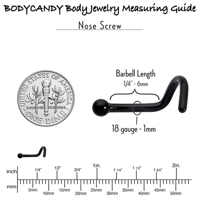 18G 1/4 Black ASTM F-136 Implant Grade Titanium Ball End Left Side Nose Screw