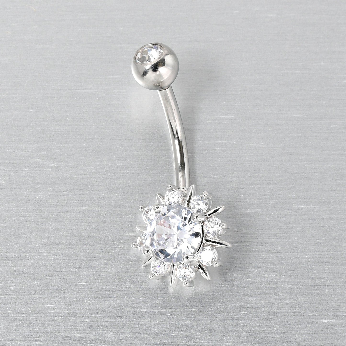 Clear CZ Gem Luxury Sun Splash Belly Ring