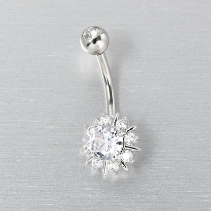 Clear CZ Gem Luxury Sun Splash Belly Ring
