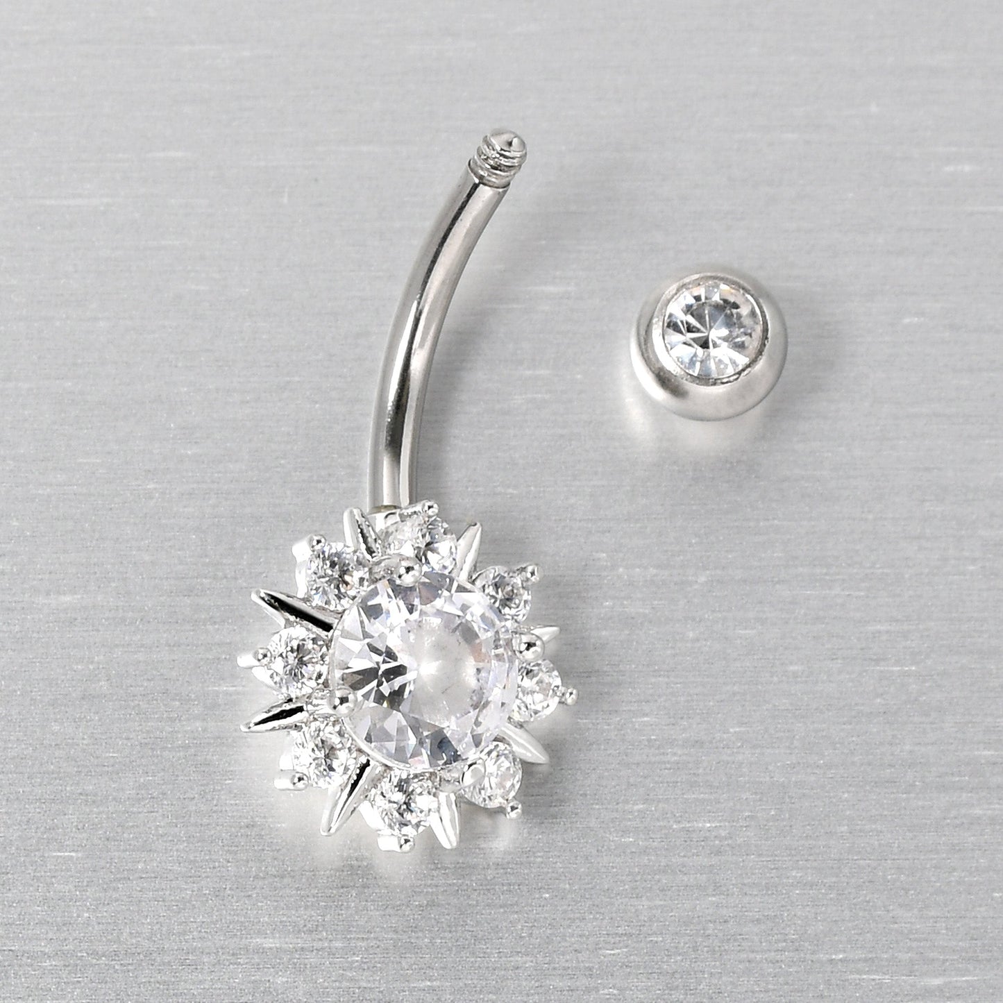 Clear CZ Gem Luxury Sun Splash Belly Ring
