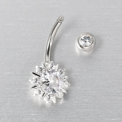 Clear CZ Gem Luxury Sun Splash Belly Ring