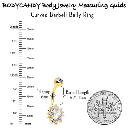 Clear CZ Gem Gold Tone Luxury Sun Splash Belly Ring