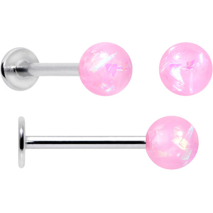 16G 5/16 3/8 Pink Gem Faux Opal Labret Monroe Tragus Set of 4