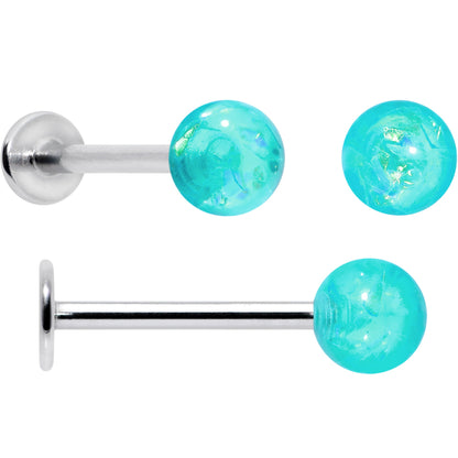 16G 5/16 3/8 Aurora Gem Green Faux Opal Labret Monroe Set of 4