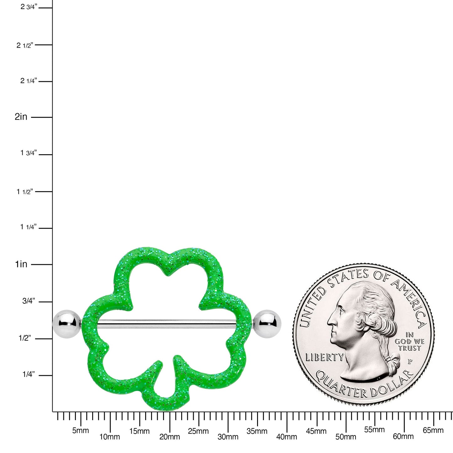 14G 1 3/16 Lucky Shamrock St Patricks Day Green Nipple Shield Set