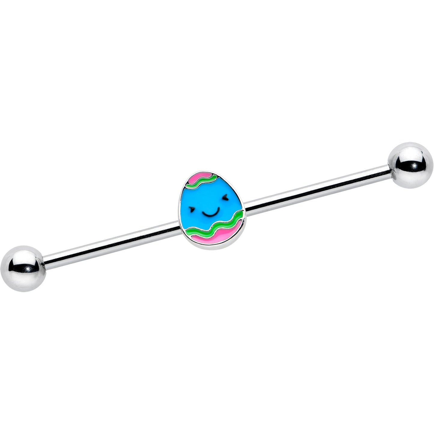 14G Blue Celebration Easter Egg Industrial Barbell 38mm
