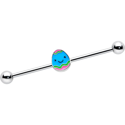 14G Blue Celebration Easter Egg Industrial Barbell 38mm