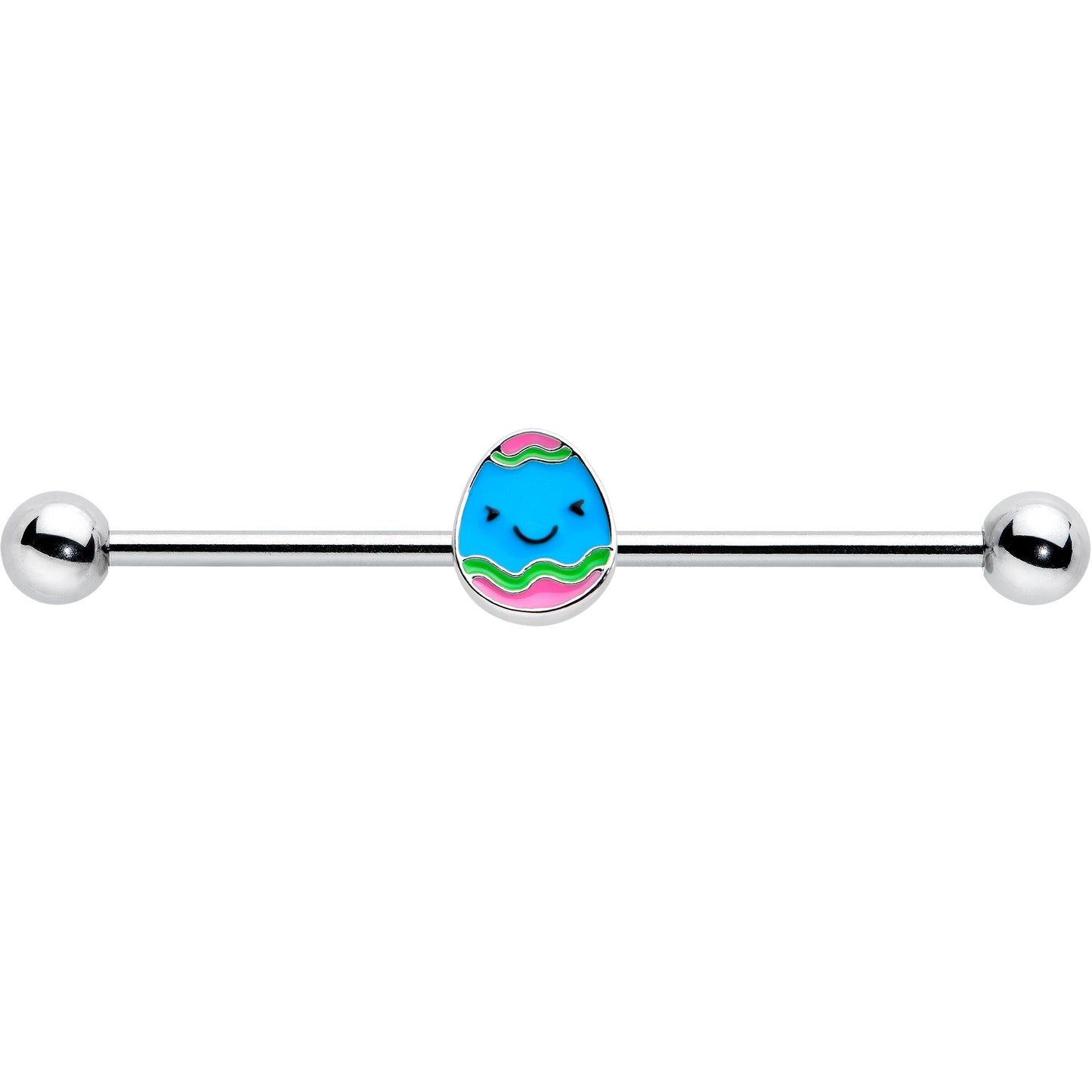 14G Blue Celebration Easter Egg Industrial Barbell 38mm