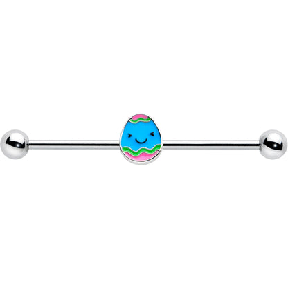 14G Blue Celebration Easter Egg Industrial Barbell 38mm