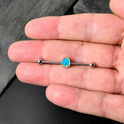 14G Blue Celebration Easter Egg Industrial Barbell 38mm