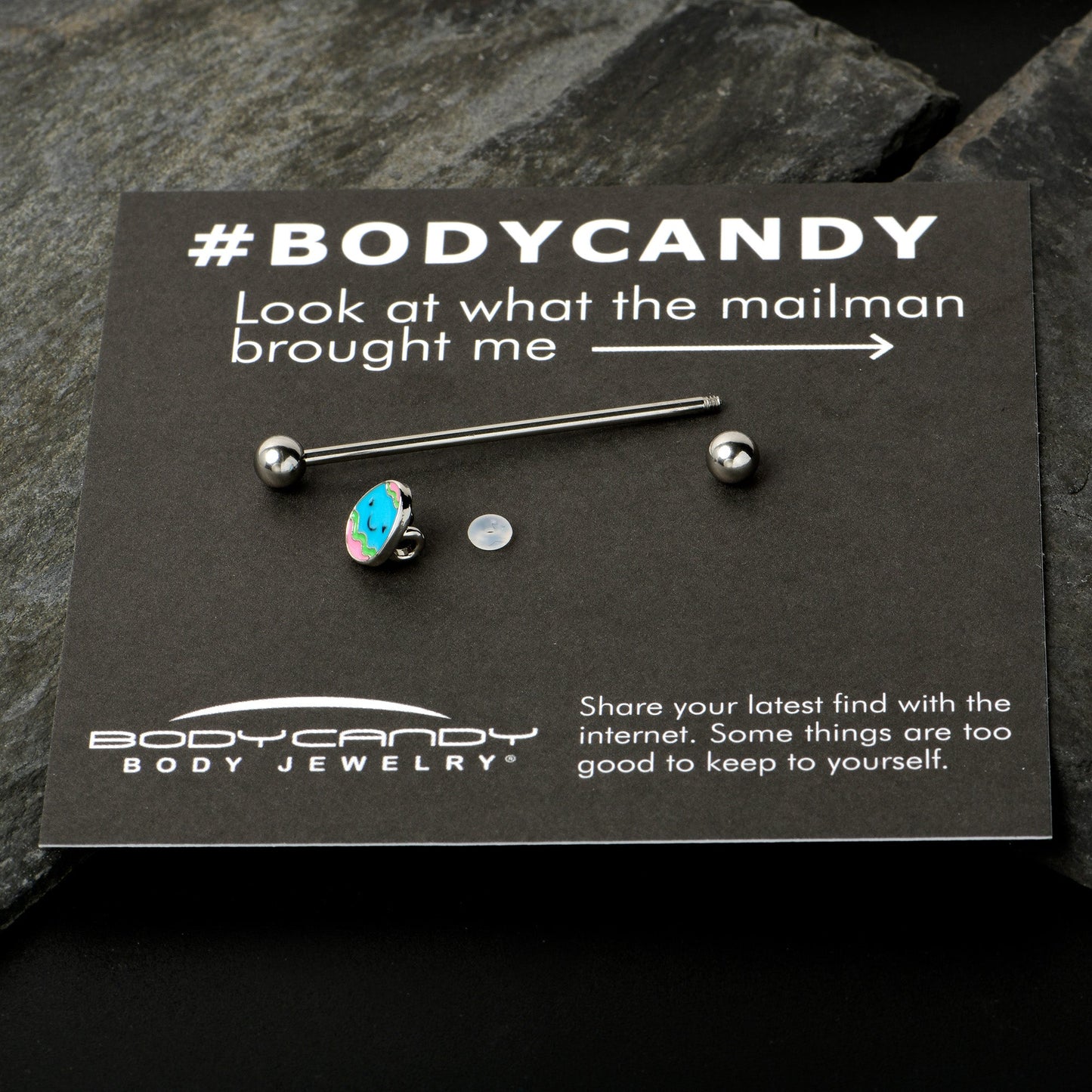 14G Blue Celebration Easter Egg Industrial Barbell 38mm