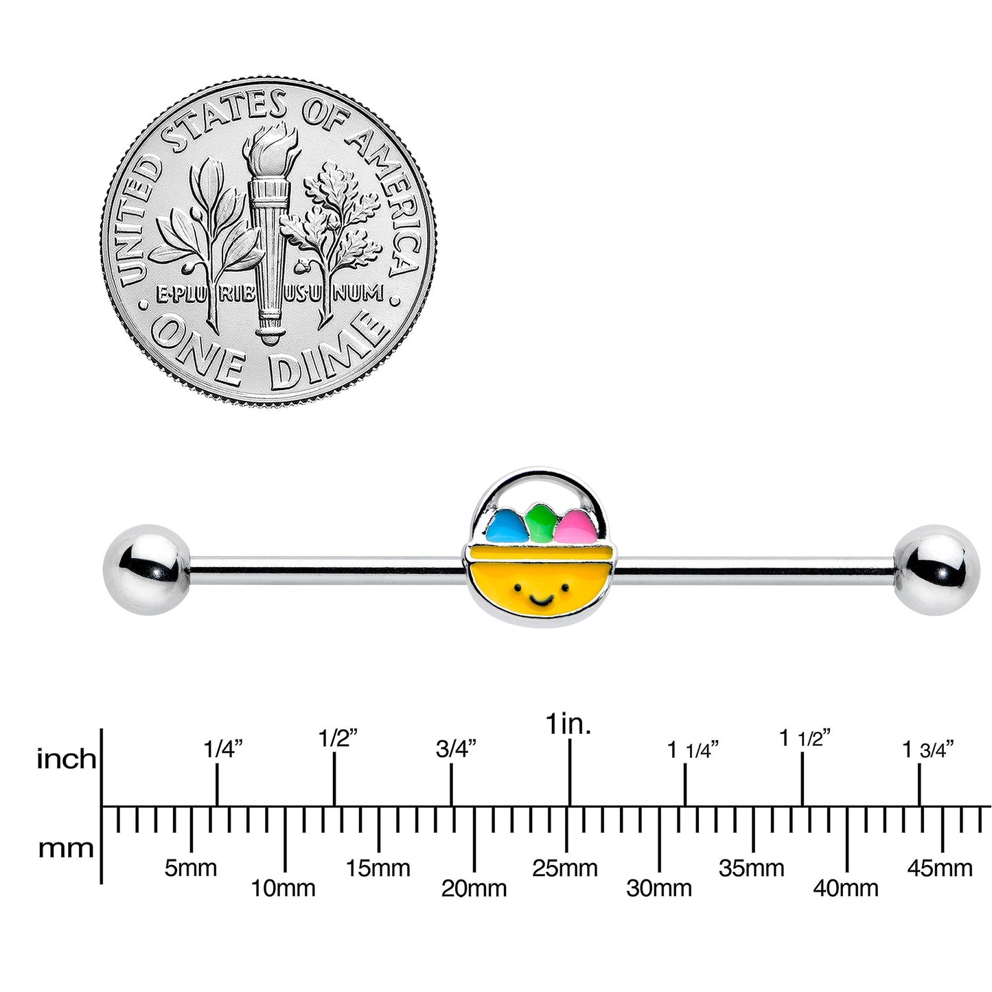 14G Celebration Easter Basket Industrial Barbell 38mm