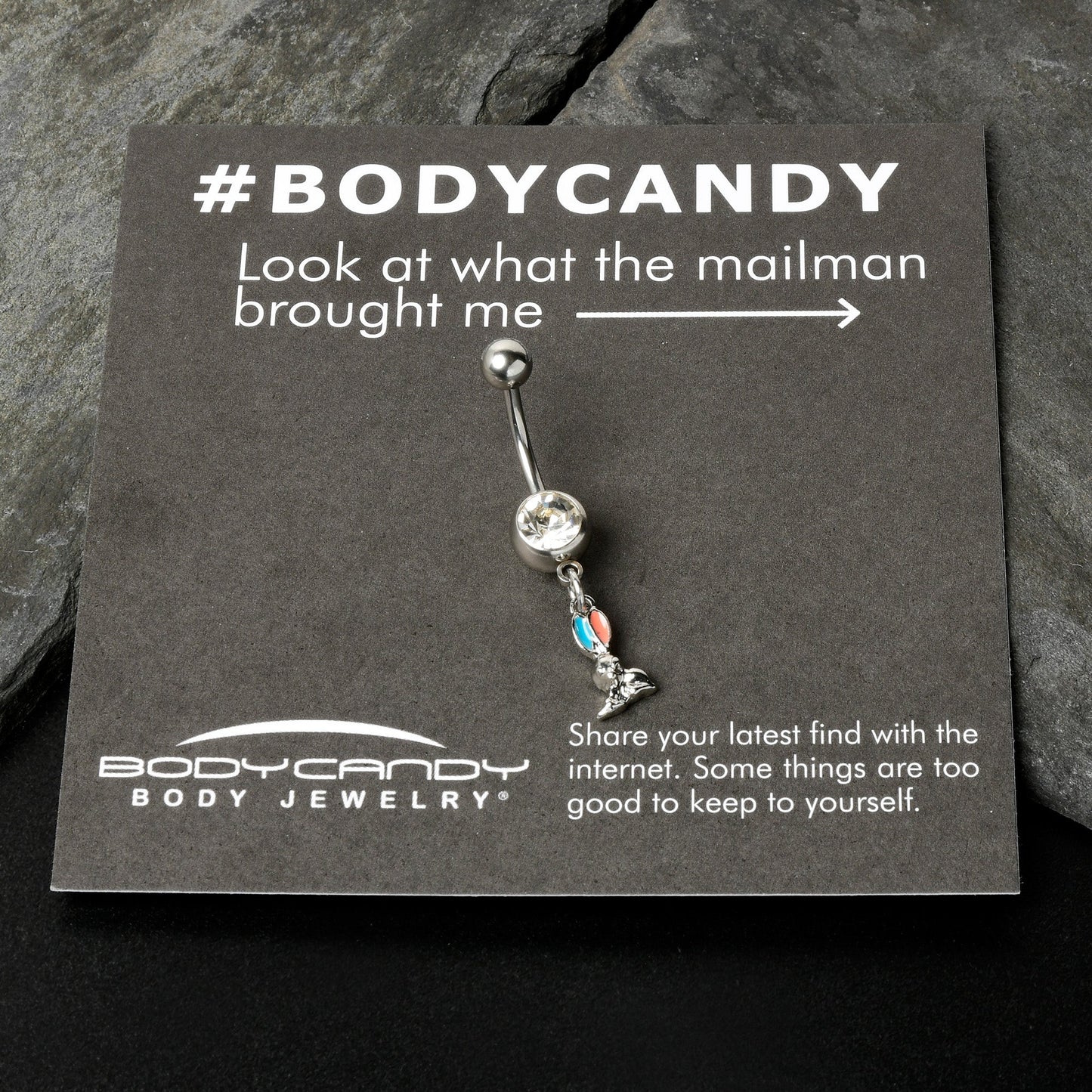 Clear Gem Easter Bunny Red Blue Ears Dangle Belly Ring