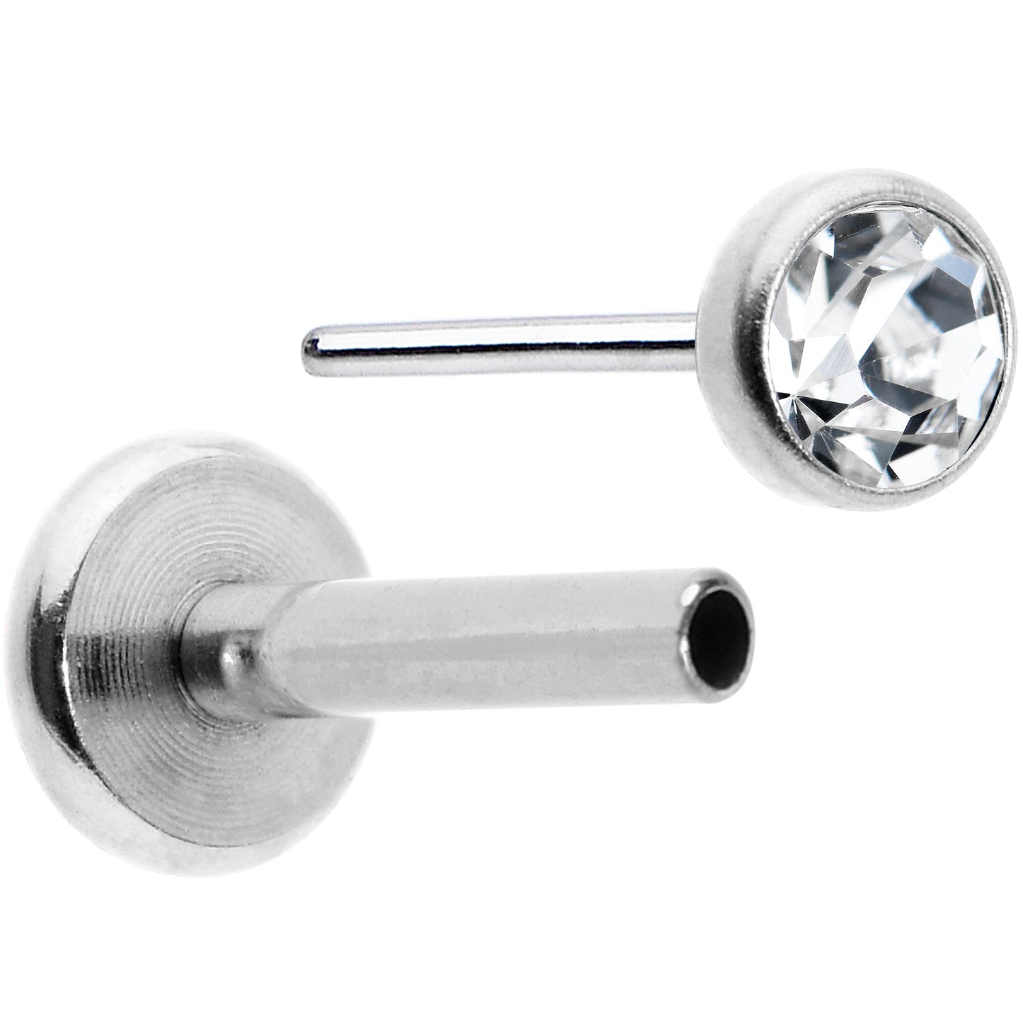 16G 5/16 Clear Gem Threadless Labret Monroe Tragus