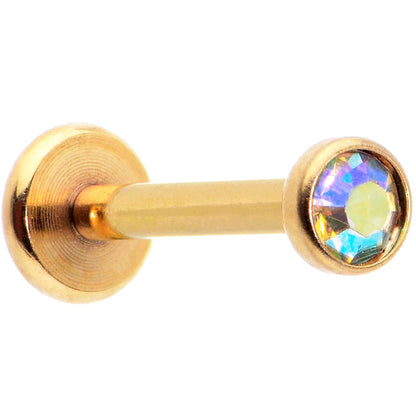 16G 5/16 Aurora Gem Gold Tone Threadless Labret Monroe Tragus